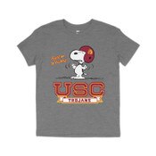 USC Trojans Unisex Youth Gray Peanuts Football Snoopy T-Shirt
